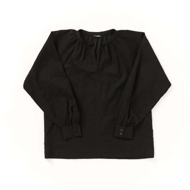  Bluse m dobbelt knap sort