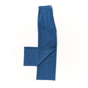   Bukser m vidde ben lys denim