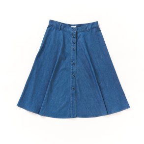  Nederdel rundsk�ret med cirlel knapper bl� denim