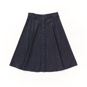 Nederdel rundsk�ret med cirlel knapper m�rk denim