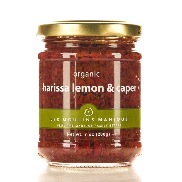 Organic harissa lemon &amp; caper in extra virgin olive oil, 185 g (mild harissa)