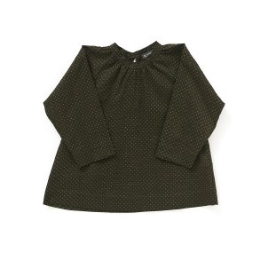   Bluse japanske prikker brun/grn