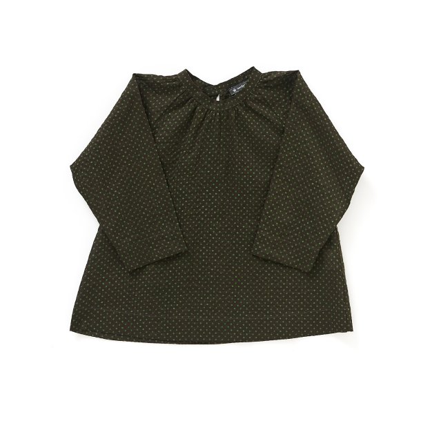   Bluse japanske prikker brun/grn