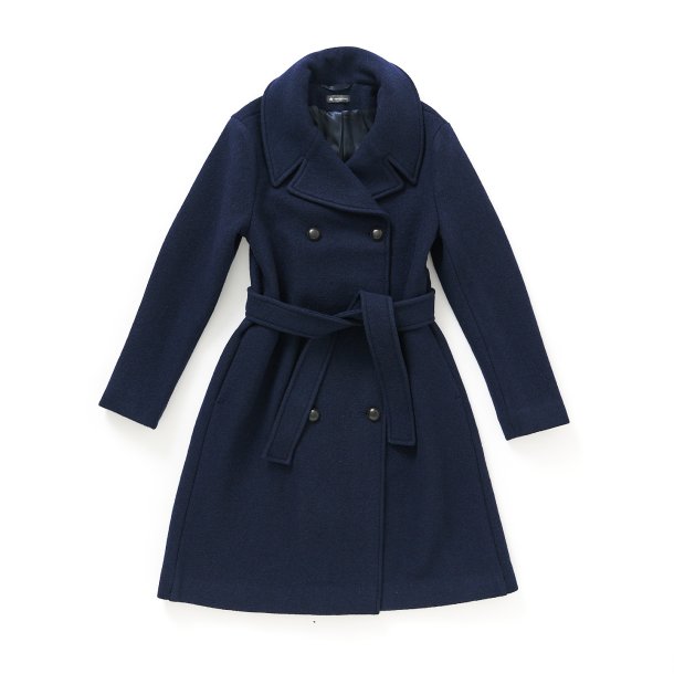  Frakke med krave kogt uld bl