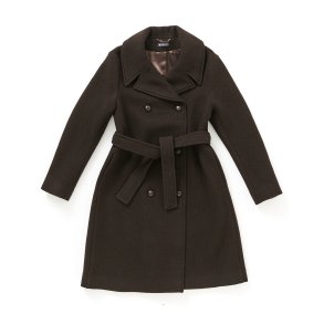   Frakke med krave kogt uld brun