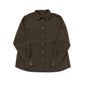 Skjorte japansk bomuld brun med beige prik