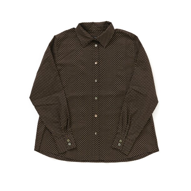 Skjorte japansk bomuld brun med beige prik