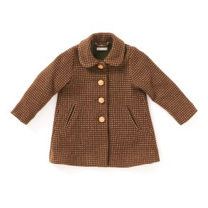 Uldfrakke tegl med grn og beige prik