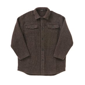  Skovmandsjakke uld brun med bl og beige prik