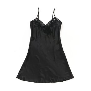 Silke underkjole m franske blonder sort