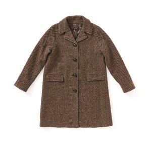  Frakke med raglan brun sildeben uld 
