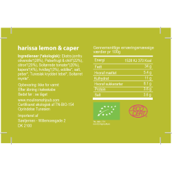 Organic harissa lemon &amp; caper in extra virgin olive oil, 185 g (mild harissa)