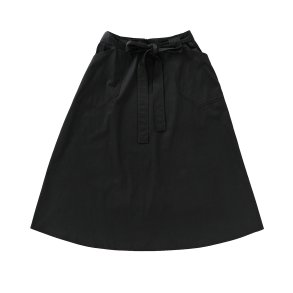  Nederdel midi med lommer sort bomuld/silke