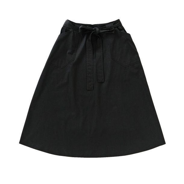  Nederdel midi med lommer sort bomuld/silke