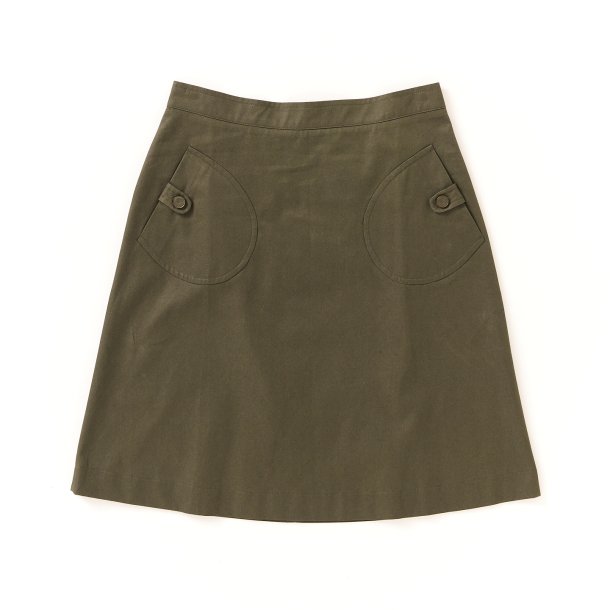  Nederdel med lomme + knap organic bomuld oliven
