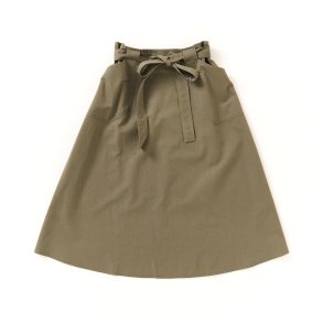  Nederdel midi med lommer kaki  bomuld/silke