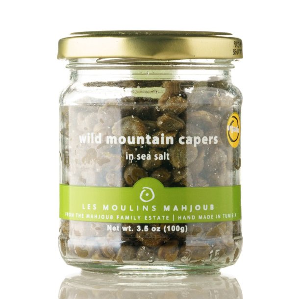Organic wild mountain capers in sea salt, 100g