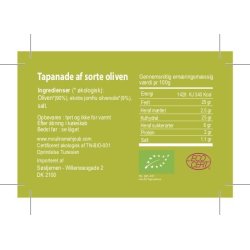 Organic Natural black olive spread, 200 g