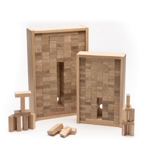 Egetrsklodser - 15x30x60 mm, 151 stk i egetrskasse