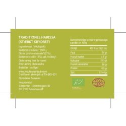 Organic traditional harissa spread in ex virgin olive oil, 185 g (middel strk harissa)